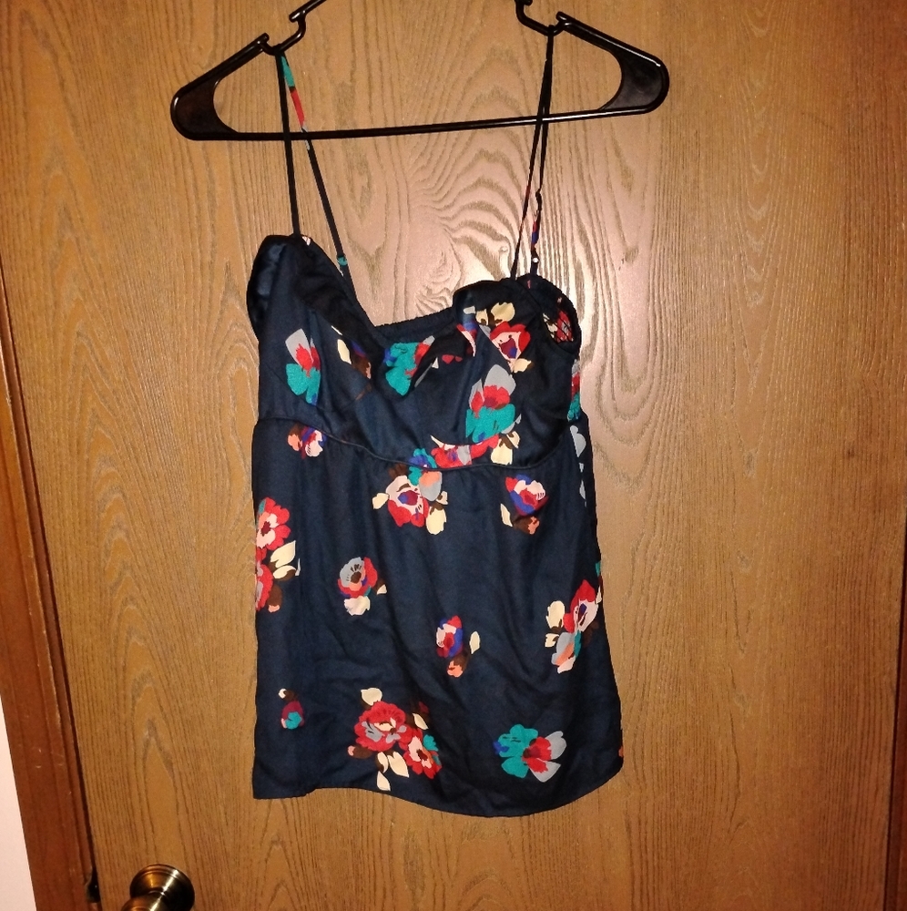 American Eagle Navy Floral Tank Top